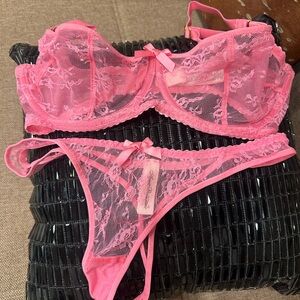 Agent Provocateur set Pink Lace Lingerie Set never worn 32E; 3